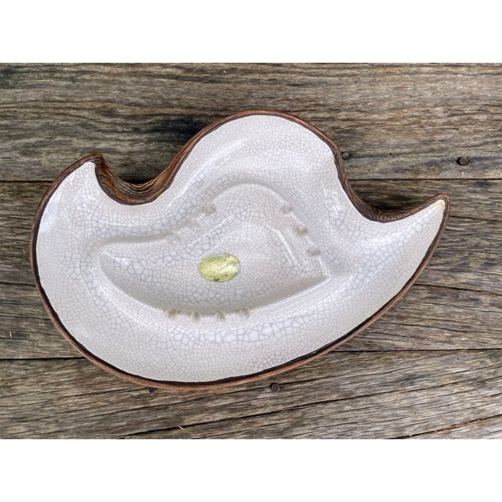 Vintage MCM Tresure Craft Ceramic Ashtray crackle finish